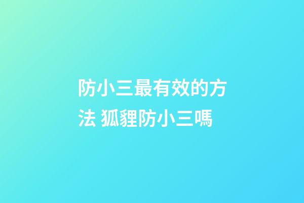 防小三最有效的方法 狐貍防小三嗎